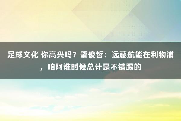 足球文化 你高兴吗？肇俊哲：远藤航能在利物浦，咱阿谁时候总计是不错踢的