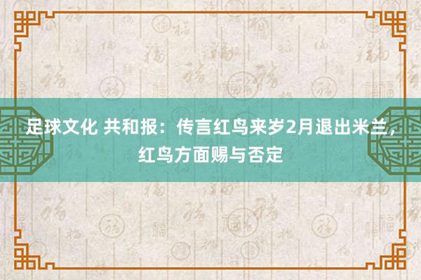 足球文化 共和报：传言红鸟来岁2月退出米兰，红鸟方面赐与否定