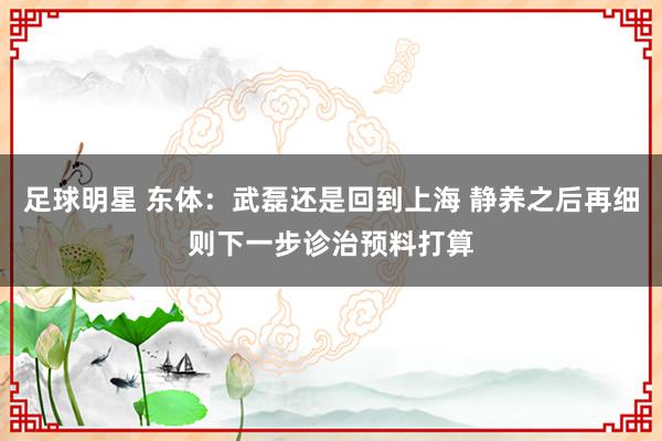 足球明星 东体：武磊还是回到上海 静养之后再细则下一步诊治预料打算