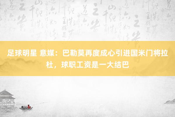 足球明星 意媒：巴勒莫再度成心引进国米门将拉杜，球职工资是一大结巴